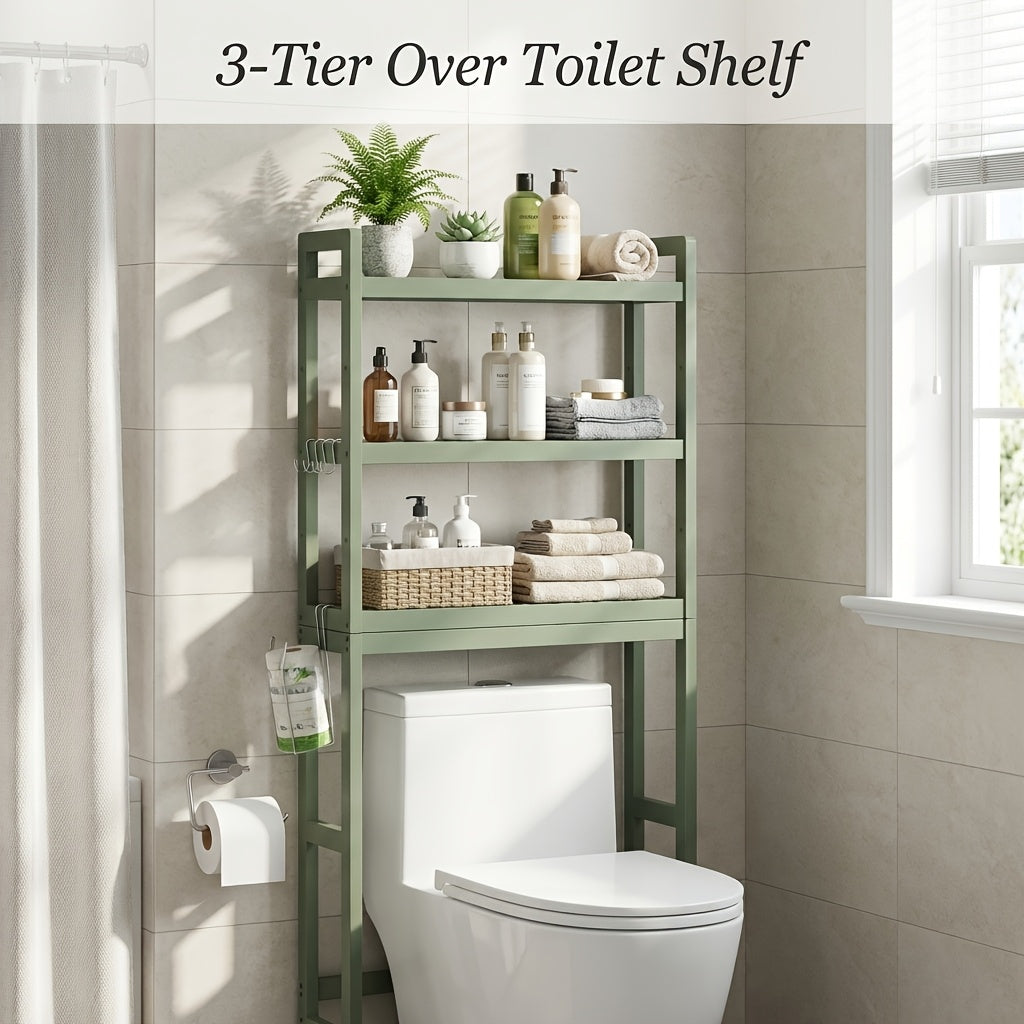 Three-Level Shelf Unit for Above The Toilet - Bathroom Organizer That Resists Rust with Adjustable Shelves | Space-Efficient Storage for Towels, Toilet Paper, And Tissues, Vertical Display for Toiletries & Convenient Access