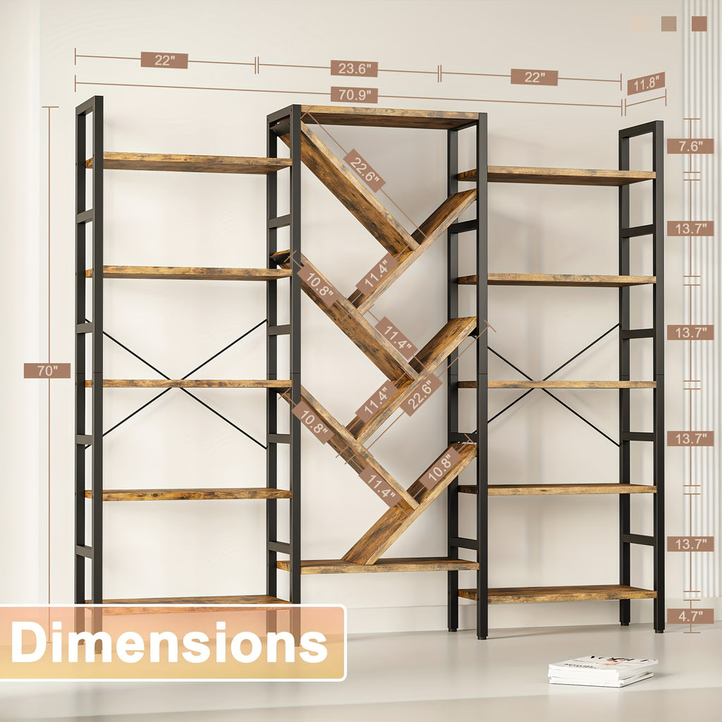 A Spacious Wooden Bookcase Measuring 70.9\