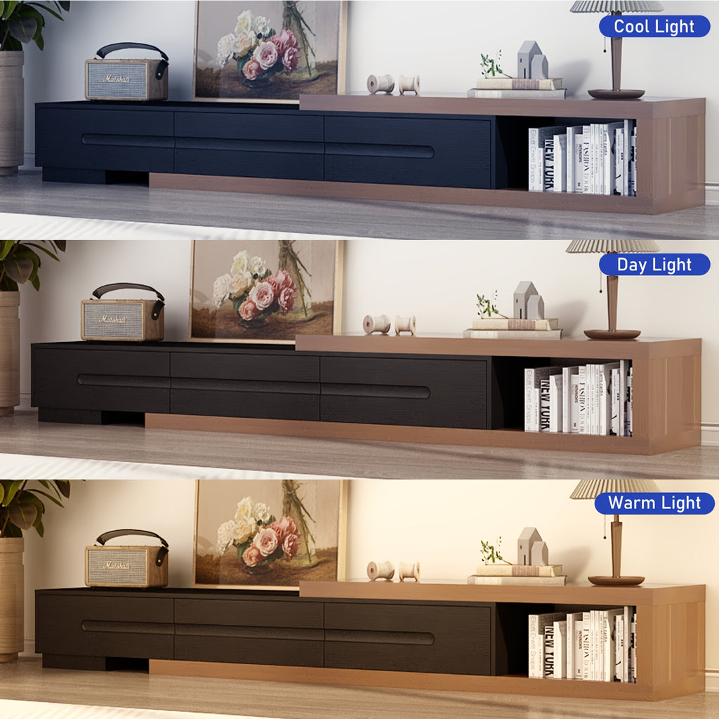 Retractable TV Stand, Can Hold 65 Inch TV, Wooden Flip Entertainment Center with 3 Large Drawers, Retractable TV Media Console, Suitable for Living Room, Bedroom