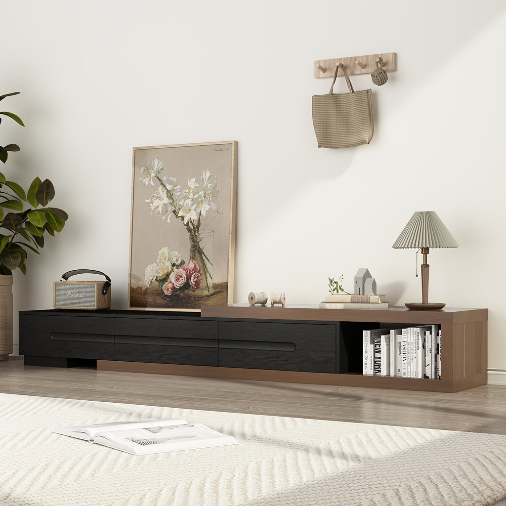 Retractable TV Stand, Can Hold 65 Inch TV, Wooden Flip Entertainment Center with 3 Large Drawers, Retractable TV Media Console, Suitable for Living Room, Bedroom