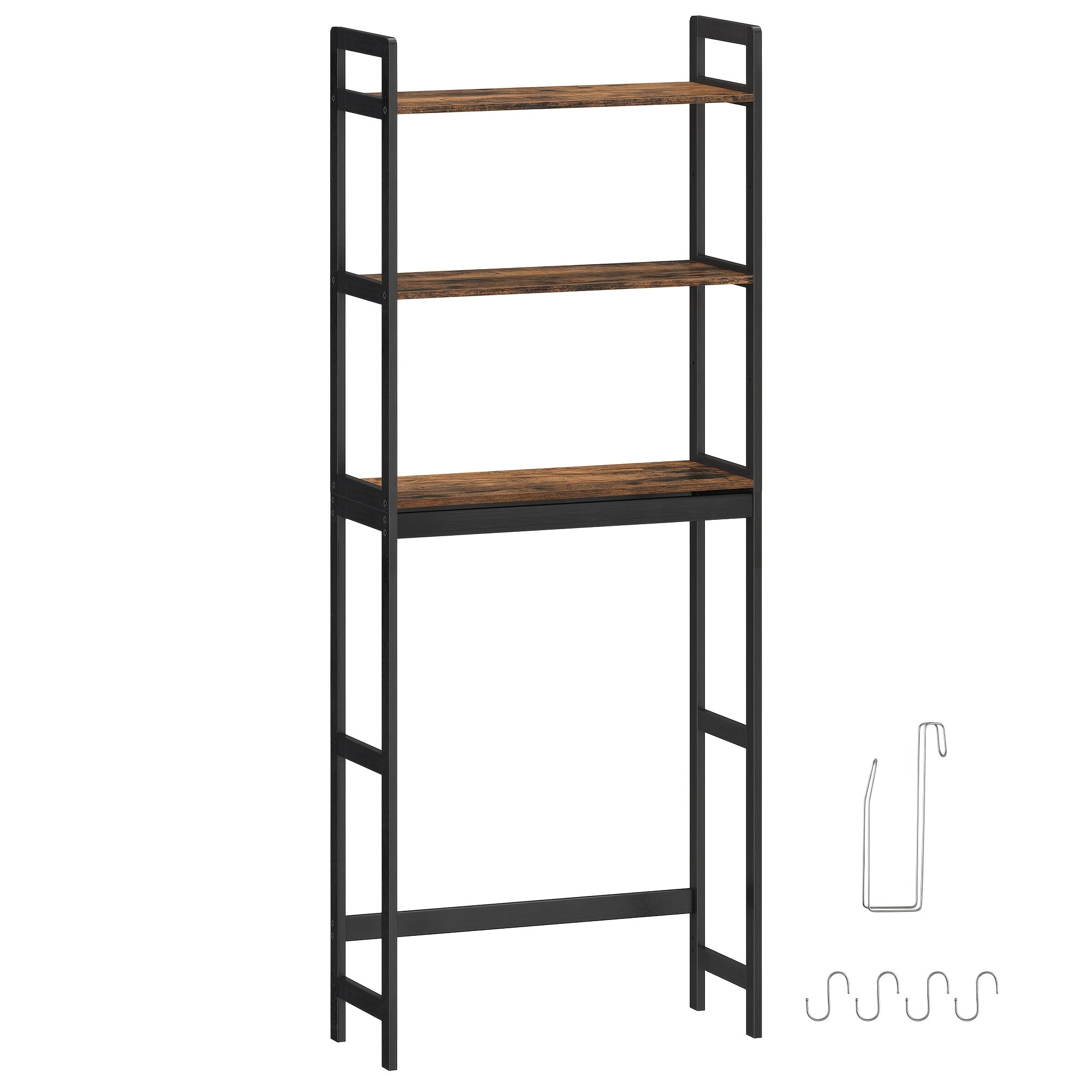 Three-Level Shelf Unit for Above The Toilet - Bathroom Organizer That Resists Rust with Adjustable Shelves | Space-Efficient Storage for Towels, Toilet Paper, And Tissues, Vertical Display for Toiletries & Convenient Access