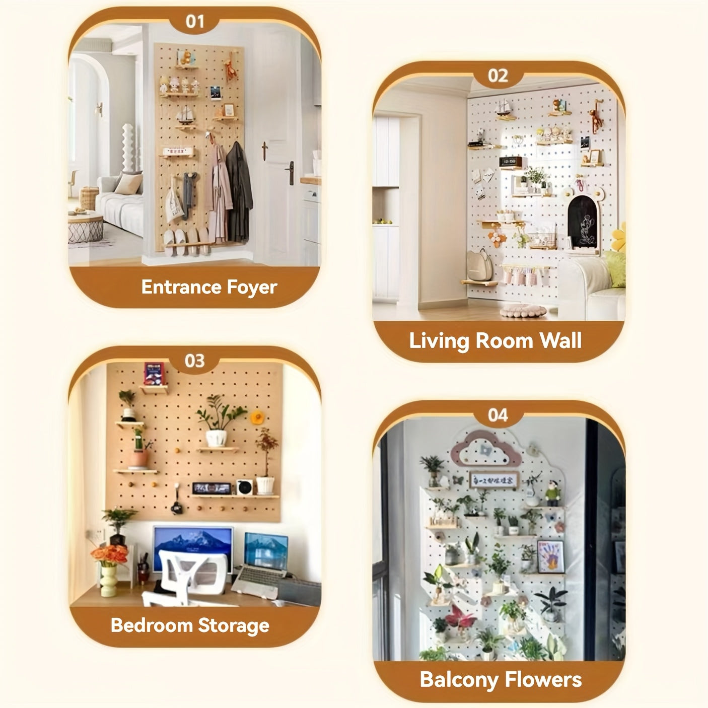 Wall Mounted Storage Rack with Solid Wood Pegboard And Integrated Coat Hooks Wall Mounted Storage Unit for Home Living Room Or Bedroom Display Wooden Tabletop Wall Mounted Desk Storage Entryway Storage Wall Mounted, Floating Shelves