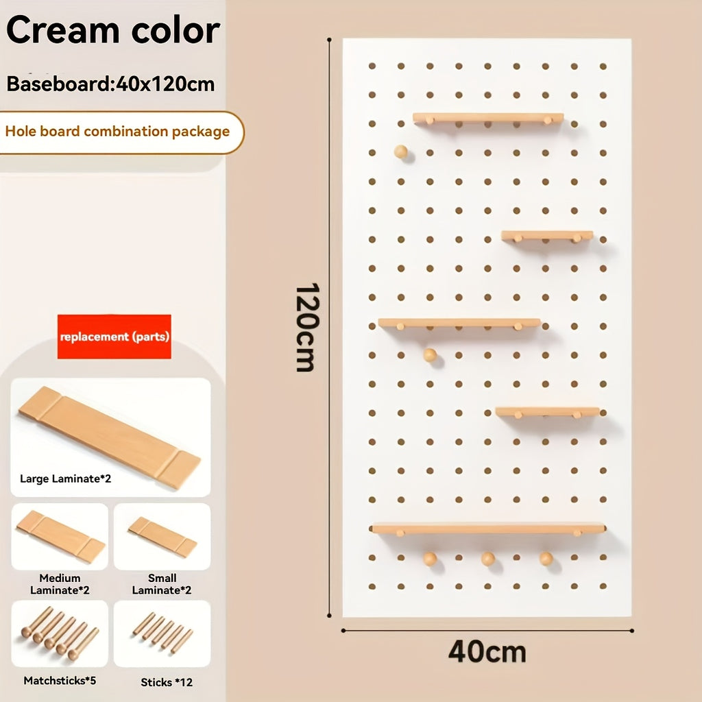 Wall Mounted Storage Rack with Solid Wood Pegboard And Integrated Coat Hooks Wall Mounted Storage Unit for Home Living Room Or Bedroom Display Wooden Tabletop Wall Mounted Desk Storage Entryway Storage Wall Mounted, Floating Shelves
