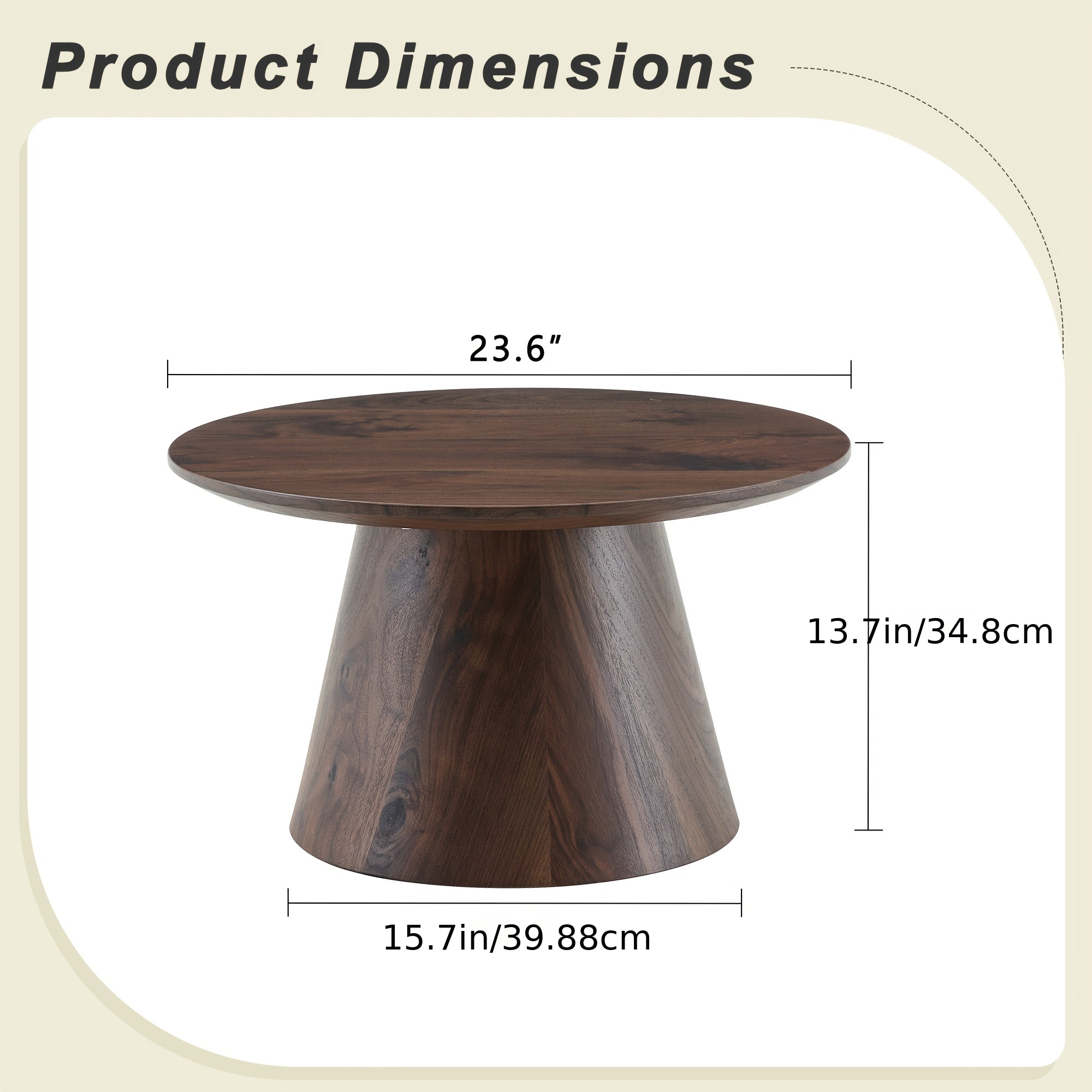 Round Coffee Table 23.6 Inch Modern Minimalist Small Space-Saving Low Table with Smooth Tabletop & Engineered Wood\u002FMDF Top, Suitable for Living Room, Bedroom, Apartment, Office - Assembly Compact Circular Furniture for Small Spaces